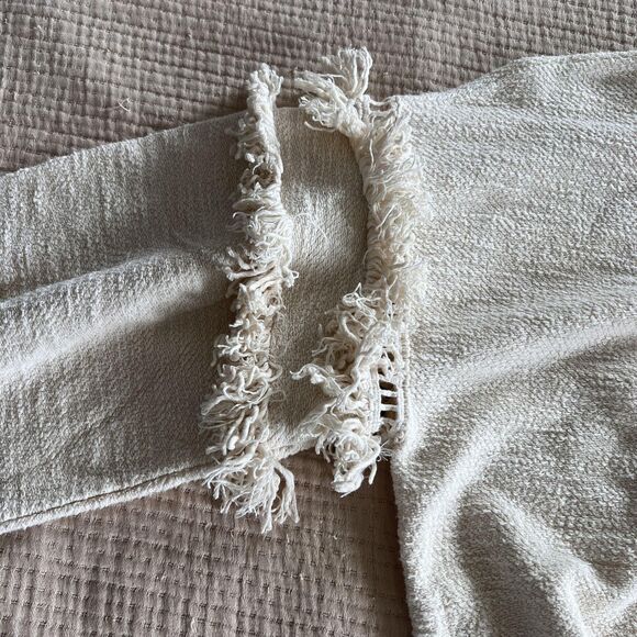 Ulla Johnson Sweater Womens Small Fringe Sleeve Pullover Textured Boho Neutral - Picture 7 of 15